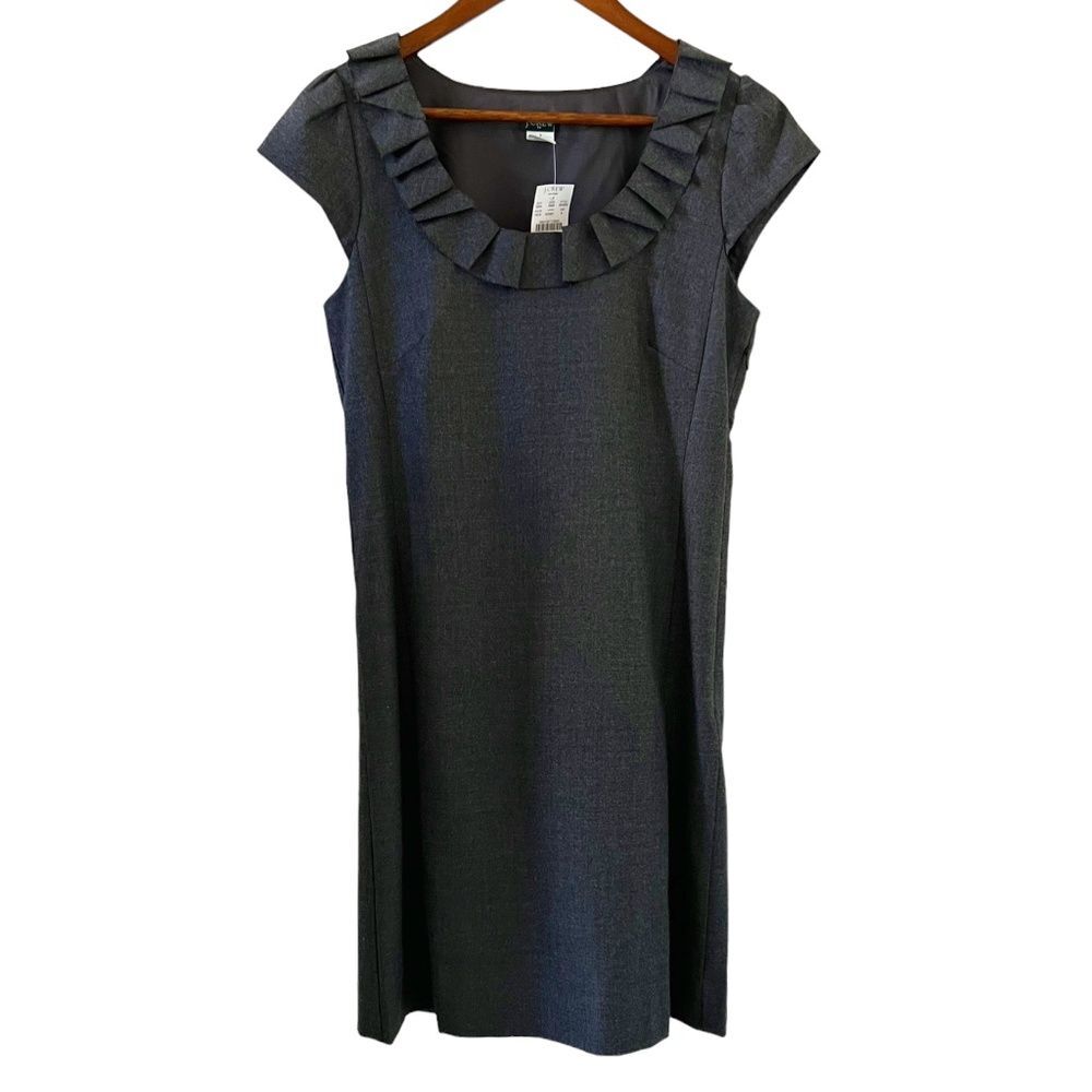 J. Crew NEW Wool Blend Ribbon Ravine Shift Dress In Charcoal Gray Size 4